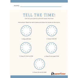 Telling and writing the time to five minutes | parentutor.co.uk